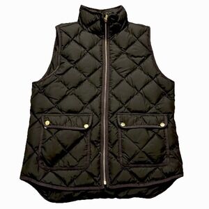 J.Crew Quilted Vest Lightweight Puffer Sleeveless‎ Down Preppy Navy Black Sz M